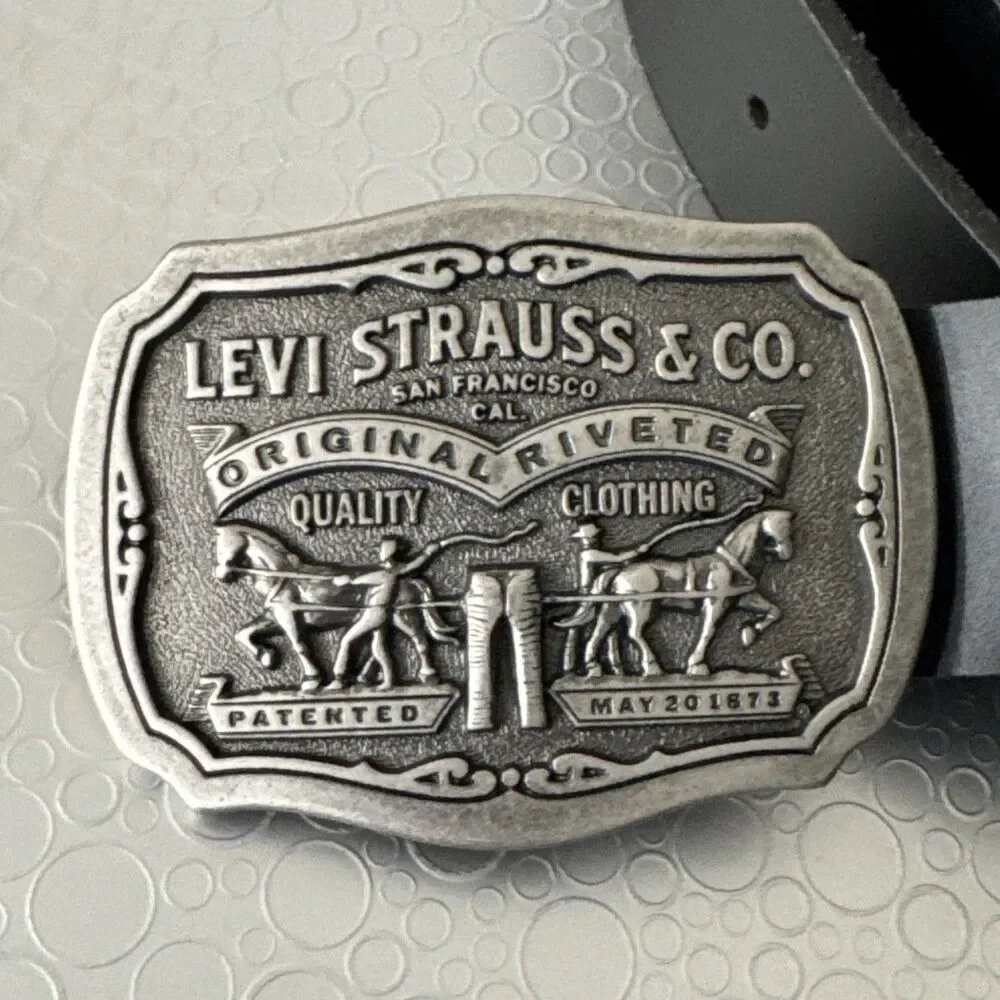 Levis Two Horse Brand Limited Edition Belt Size 44 Men’s Black Leather Workwear